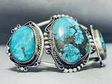 Triple Huge Vintage Native American Navajo Turquoise Sterling Silver Bracelet-Nativo Arts