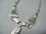 Stunning Vintage Native American Navajo Turquoise Sterling Silver Necklace Old-Nativo Arts