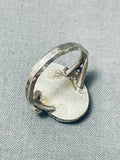 Impressive Vintage Native American Navajo Pilot Mountain Turquoise Sterling Silver Ring-Nativo Arts