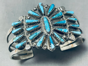 Tommy Lowe Signed Incredible Native American Navajo Turquoise Sterling Silver Bracelet-Nativo Arts