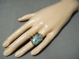 Outstanding San Felipe Signed Pilot Mountain Turquoise Sterling Silver Ring-Nativo Arts