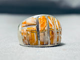 Excellent Native American Navajo Spiny Oyster Sterling Silver Ring-Nativo Arts