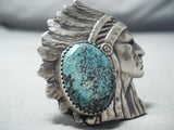 Impressive Navajo Spiderweb Turquoise Sterling Silver Ring Native American-Nativo Arts