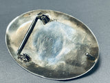 Museum Quality Technique Vintage Native American Navajo Turquoise Inlay Sterling Silver Buckle-Nativo Arts