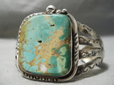 Museum Vintage Native American Navajo Squared Royston Turquoise Sterling Silver Bracelet Old-Nativo Arts