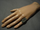 Incredible Vintage Zuni Native American Turquoise Sterling Silver Ring Old-Nativo Arts