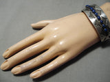Quality Vintage Native American Navajo Domed Lapis Sterling Silver Bracelet Old-Nativo Arts