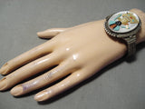 One Of The Best Vintage Native American Zuni Kachina Turquoise Sterling Silver Bracelet Old-Nativo Arts