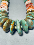 Native American Opulent Vintage Santo Domingo Green Turquoise Heishi Sterling Silver Necklace-Nativo Arts