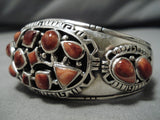Incredible Vintage Native American Navajo Spiny Oyster Sterling Silver Bracelet Cuff-Nativo Arts