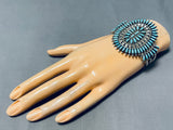 Breathtaking Vintage Native American Navajo Blue Gem Turquoise Cluster Sterling Silver Bracelet-Nativo Arts