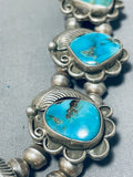 Important Vintage Native American Laguna Pilot Mountain Turquoise Sterling Silver Necklace-Nativo Arts
