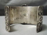 Huge Native American Navajo Royston Turquoise Sterling Silver Stamped Bracelet Cuff-Nativo Arts