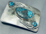 101 Grams Rare Vintage Native American Navajo 3 Kingman Turquoise Sterling Silver Huge Buckle-Nativo Arts