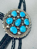 Superb Vintage Native American Navajo 7 Kingman Turquoise Sterling Silver Bolo-Nativo Arts