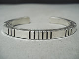 Thick Detailed Cubed Cuff Vintage Native American Navajo Sterling Silver Bracelet-Nativo Arts