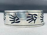 Fabulous Open Hand Vintage Native American Navajo Sterling Silver Bracelet-Nativo Arts
