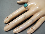 Remarkable Navajo Spiderweb Turquoise Sterling Silver Ring Native American-Nativo Arts
