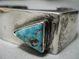 Stunning Modernistic Native American Navajo Carico Lake Turquoise Sterling Silver Bracelet Cuff-Nativo Arts