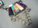 One Of Best Vintage Native American Navajo Hank Whitethorne Turquoise Sterling Silver Necklace-Nativo Arts