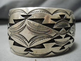 Exquisite Vintage Native American Navajo Rug Design Sterling Silver Bracelet Cuff-Nativo Arts