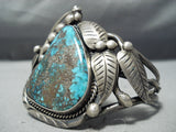 One Of Best Rare Turquoise Vintage Native American Navajo Sterling Silver Bracelet Old-Nativo Arts