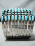 One Of The Most Intricate Native American Zuni Turquoise Sterling Silver Bracelet-Nativo Arts