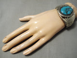 One Of Best Vintage Native American Navajo Old Morenci Turquoise Sterling Silver Bracelet-Nativo Arts