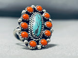 Important Kee Family Vintage Native American Navajo Spiderweb Turquoise Sterling Silver Ring-Nativo Arts
