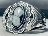 One Of The Best Vintage Native American Navajo Snowflake Obsidian Sterling Silver Bracelet-Nativo Arts