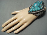 Albert Platero Vintage Leaf Turquoise Native American Navajo Sterling Silver Bracelet-Nativo Arts
