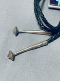 Native American Most Unique Vintage Navajo Charoite Inlay Sterling Silver Bolo Tie-Nativo Arts