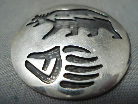 Phenomenal Vintage Native American Hopi Sterling Silver Bear Pin Pendant-Nativo Arts
