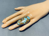 Mesmerizing San Felipe Signed 8 Turquoise Huge Sterling Silver Ring-Nativo Arts
