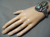 Dazzling Native American Navajo Damale Turquoise Sterling Silver Bracelet-Nativo Arts