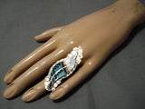 Important Vintage Zuni Turquoise Coral Sterling Silver Native American Ring-Nativo Arts