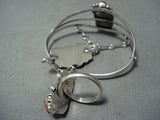 Dynamic Navajo Coral Sterling Silver Slave Bracelet Native American-Nativo Arts