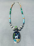 Intricate Southwestern Turquoise Sterling Silver Inlay Necklace-Nativo Arts