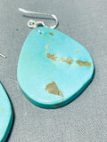 Native American Elaborate Santo Domingo Turquoise Large Slab Sterling Silver Earrings-Nativo Arts
