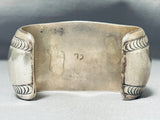 Signed Wide Vintage Native American Navajo Turquoise Sterling Silver Shadow Bracelet-Nativo Arts