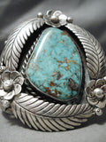 One Of The Best Vintage Native American Navajo Royston Turquoise Sterling Silver Leaf Bracelet-Nativo Arts