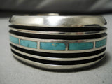 Native American Opulent Vintage Zuni Ihss Dmy Turquoise Sterling Silver Bracelet Old-Nativo Arts
