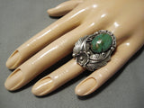 Fabulous Vintage Native American Navajo Domed Rouston Turquoise Sterling Silver Ring-Nativo Arts