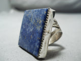 Huge San Felipe Lapis Square Sterling Silver Ring Native American-Nativo Arts