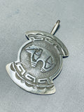 Interesting Vintage Signed Native American Navajo Sterling Silver Bear Pendant-Nativo Arts