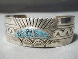 Rare Turquoise Vintage Native American Navajo Sterling Silver Bracelet Cuff Jewelry-Nativo Arts
