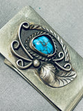Noteworthy Vintage Native American Navajo Morenci Turquoise Sterling Silver Money Clip-Nativo Arts