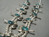 Native American Quality Spiderweb Turquoise Sterling Silver Squash Blossom Necklace- 200 Grams!-Nativo Arts