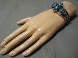 Native American Important Turquoise!! Vintage Navajo Blue Warrior Sterling Silver Bracelet-Nativo Arts