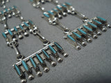 Fabulous Vintage Native American Zuni Turquoise Sterling Silver Naitve American Earrings Old-Nativo Arts
